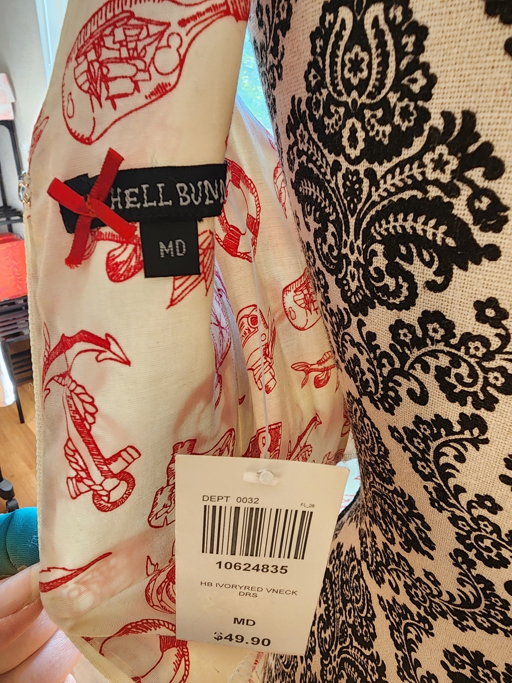 BNWT!! Hell Bunny Ivory and Red Nautical Print Sundress - Picture 5 of 5
